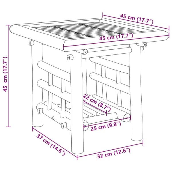 vidaXL sidebord 45x45x45 cm bambus