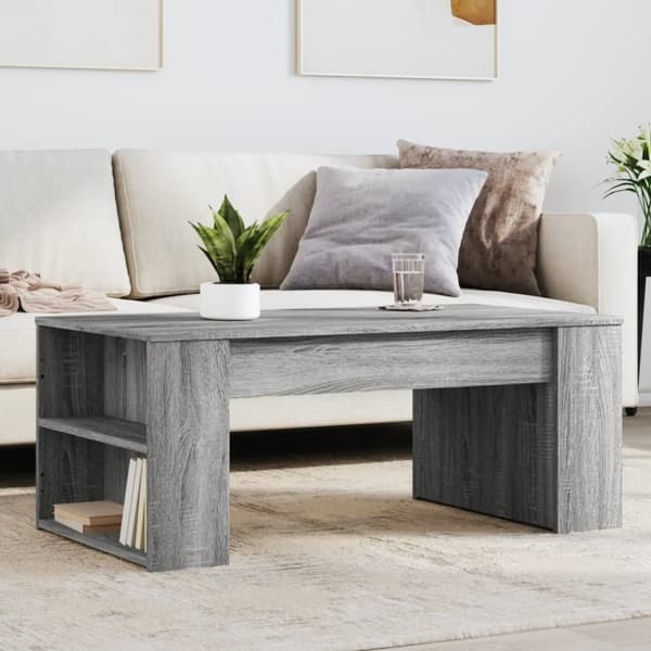 vidaXL Soffbord grå sonoma-ek 102x55x42 cm konstruerat trä