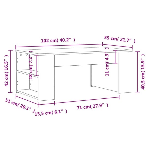 vidaXL sofabord 102x55x42 cm konstrueret træ sort