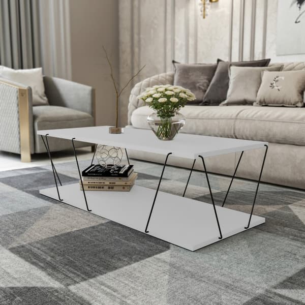 Chic Home Lauri sohvapöytä 120x50xK30 cm, valkoinen/musta
