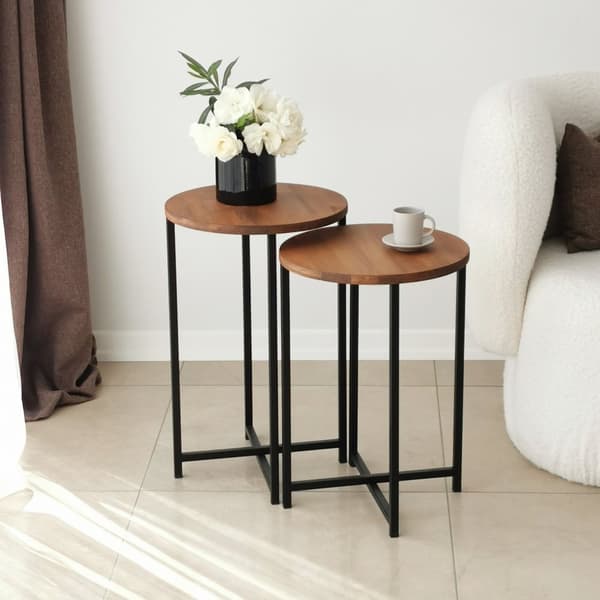 Chic Home Netta sivupöydät H35xK50/55 cm 2 kpl, ruskea/musta