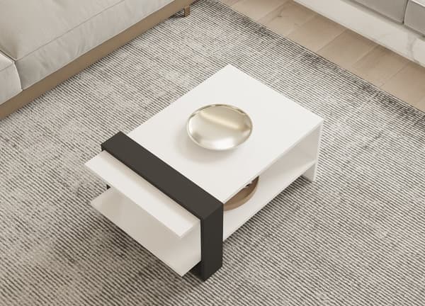 Chic Home Olli sohvapöytä 80x55xK35 cm, valkoinen/harmaa