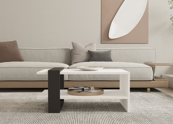 Chic Home Olli sohvapöytä 80x55xK35 cm, valkoinen/harmaa
