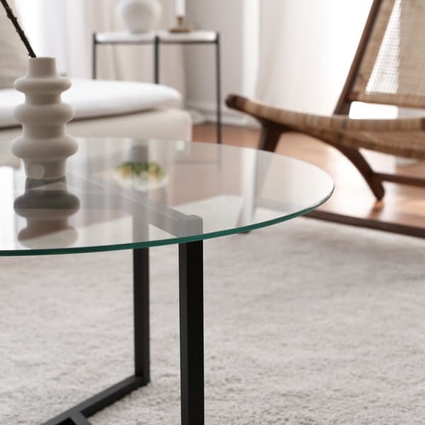 Chic Home Taru sohvapöytä lasilevyllä H75xK42 cm, kirkas/musta