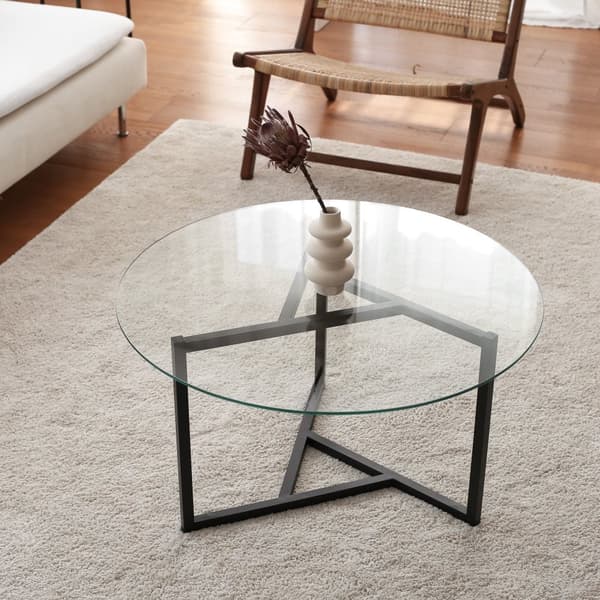 Chic Home Taru sohvapöytä lasilevyllä H75xK42 cm, kirkas/musta
