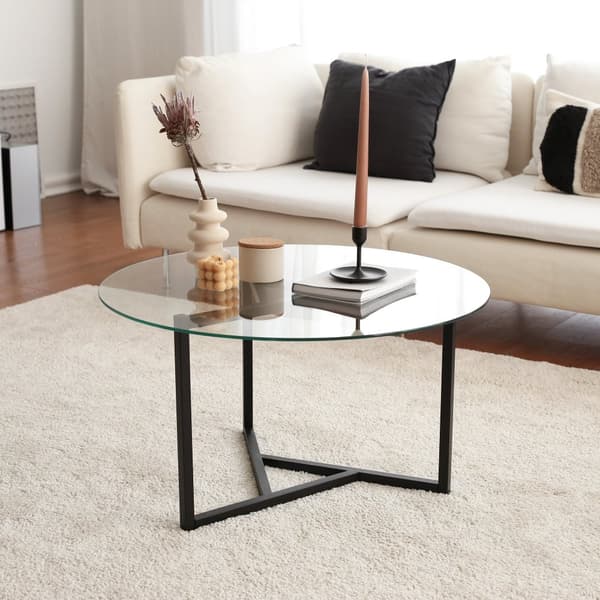 Chic Home Taru sohvapöytä lasilevyllä H75xK42 cm, kirkas/musta