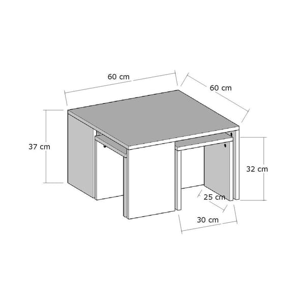 Chic Home Miska sohvapöytä + 4 sivupöytää, vaaleanruskea