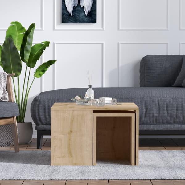 Chic Home Miska sohvapöytä + 4 sivupöytää, vaaleanruskea