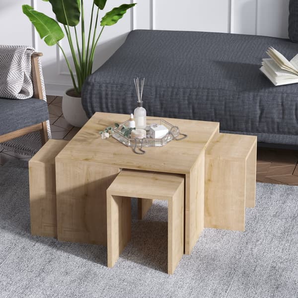 Chic Home Miska sohvapöytä + 4 sivupöytää, vaaleanruskea