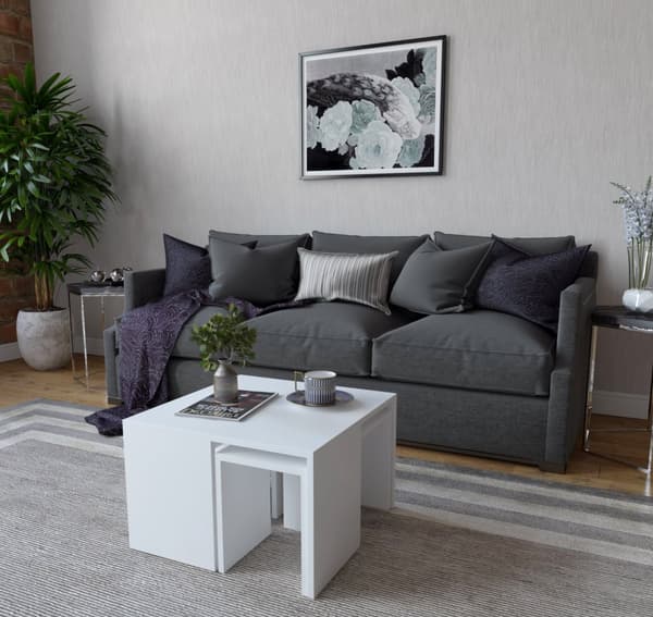 Chic Home Miska sohvapöytä + 4 sivupöytää, valkoinen