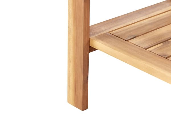 Serveringsvagn för Trädgård Ljust Certifierat Akaciaträ 47 x 90 x 74 cm Drinkvagn 2 Våningar Hjul med Flaskhållare Rustik Stil