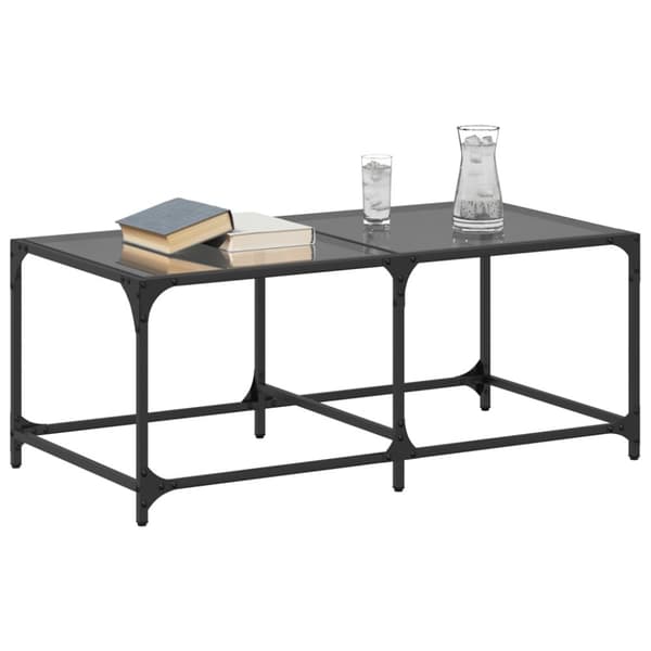 vidaXL sofabord med sort glastop 98,5x50x40 cm stål