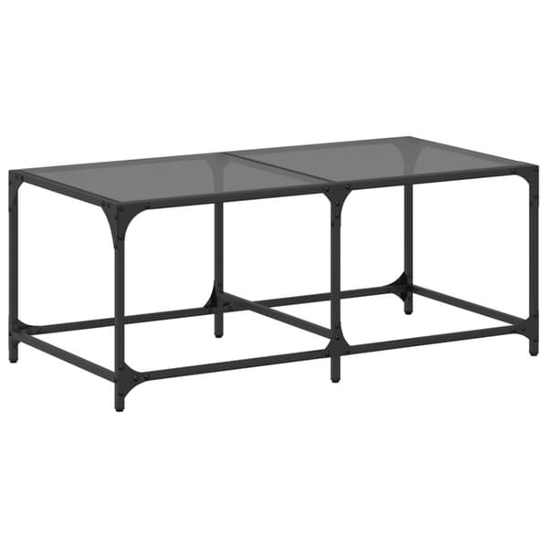 vidaXL sofabord med sort glastop 98,5x50x40 cm stål