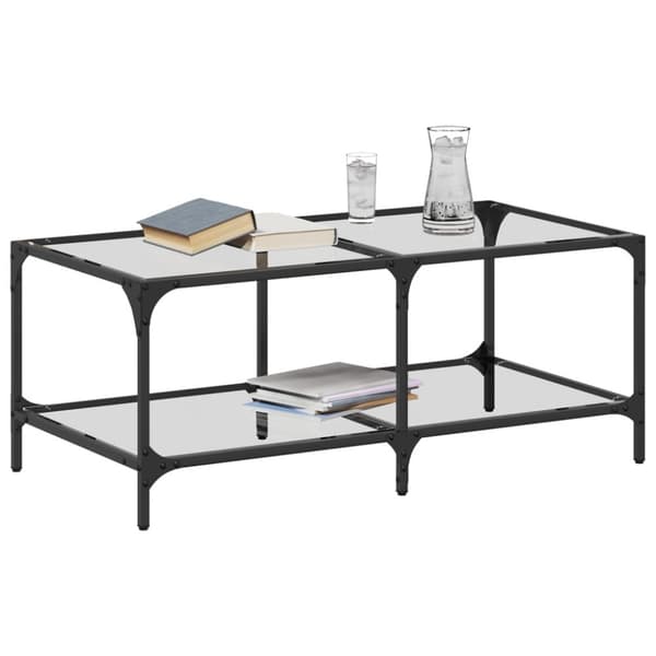 vidaXL Sofabord med gjennomsiktig glassplate 98,5x50x40 cm stål