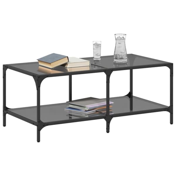 vidaXL sofabord med sort glastop 98,5x50x40 cm stål