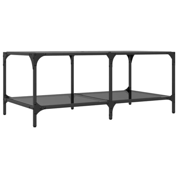 vidaXL sofabord med sort glastop 98,5x50x40 cm stål