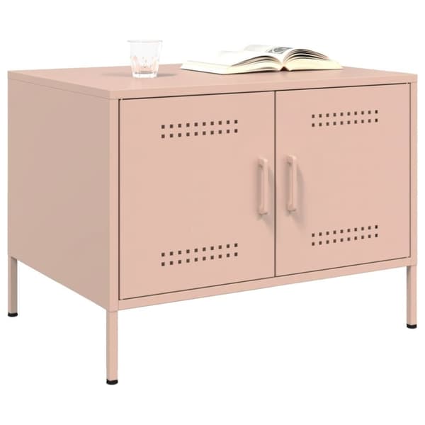 vidaXL sofabord 68x50x50,5 cm stål lyserød