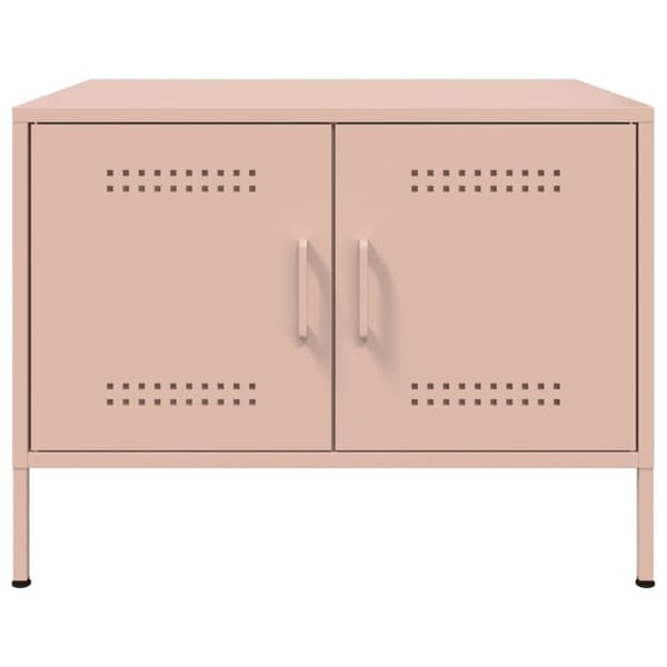 vidaXL sofabord 68x50x50,5 cm stål lyserød