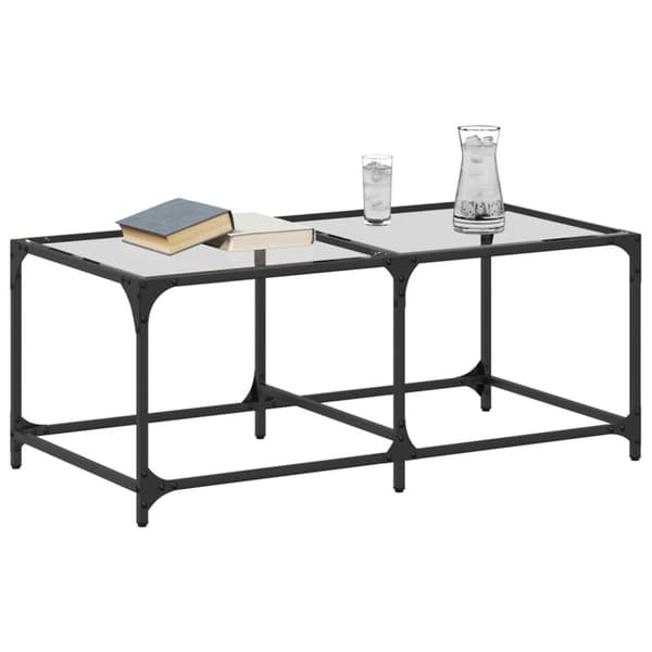 vidaXL Soffbord med transparent glasskiva 98,5x50x40 cm stål