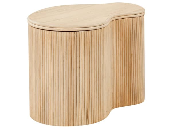 Sæt med 2 sofaborde Naturfarve Rattan Runde former Lodrette linjer Boheme og moderne stil Håndlavet sofabord