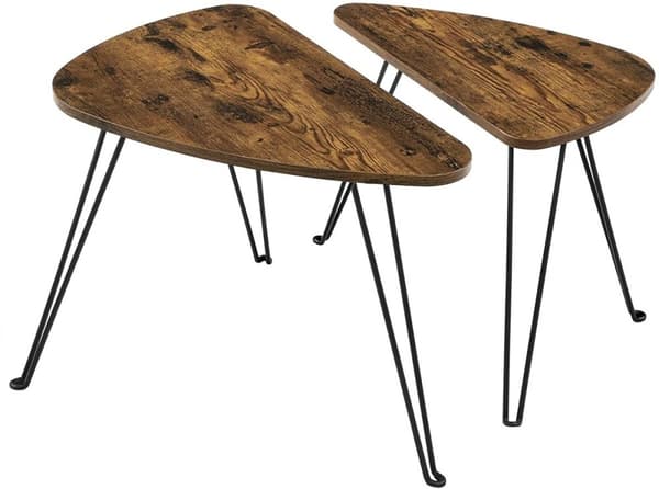 Salonbord - rustikt brun - spånplade, stål - 60 x 38 x 47,5 cm