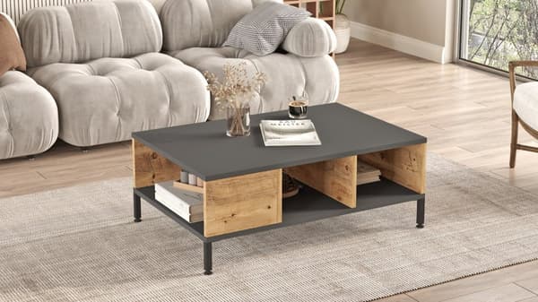 Chic Home Eeli sohvapöytä 90x60xK33 cm, harmaa/ruskea