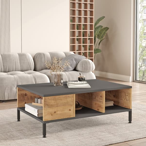 Chic Home Eeli sohvapöytä 90x60xK33 cm, harmaa/ruskea