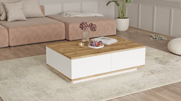 Chic Home Laana sohvapöytä 90x60xK29 cm, valkoinen/beige