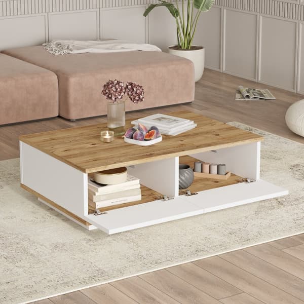 Chic Home Laana sohvapöytä 90x60xK29 cm, valkoinen/beige