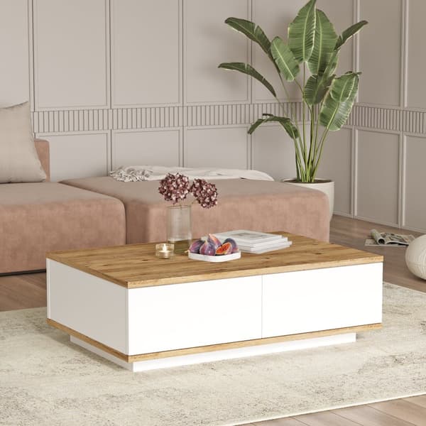 Chic Home Laana sohvapöytä 90x60xK29 cm, valkoinen/beige