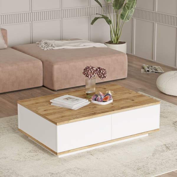 Chic Home Laana sohvapöytä 90x60xK29 cm, valkoinen/beige