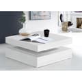 Miniatyrbillede 1 af 3: Soffbord med roterande skiva - Fyrkantig blank vit - 78 x 78 x 36 cm - KAFFE