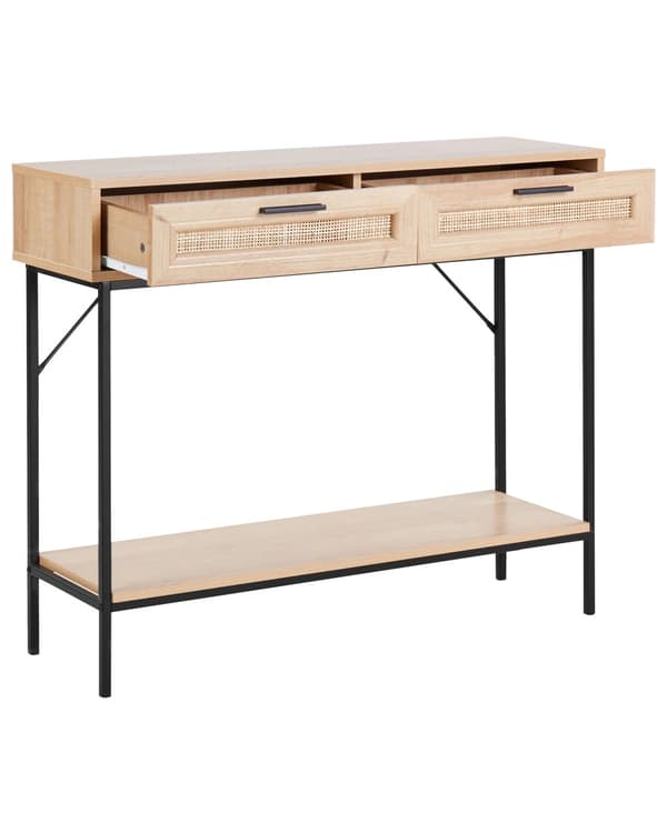 Konsolbord Ljust Trä Rotting med Hylla och Lådor Traditionell Design Vardagsrum Hall Accent Förvaring Möbler