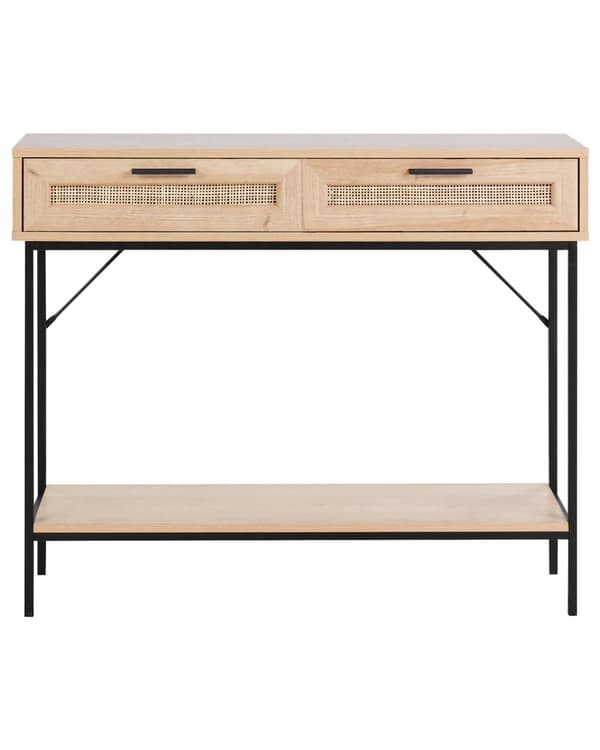 Konsolbord Ljust Trä Rotting med Hylla och Lådor Traditionell Design Vardagsrum Hall Accent Förvaring Möbler