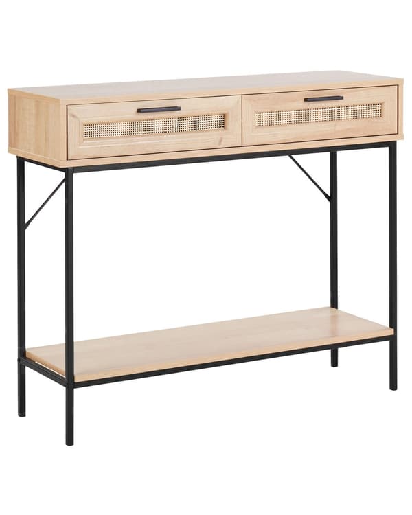 Konsolbord Ljust Trä Rotting med Hylla och Lådor Traditionell Design Vardagsrum Hall Accent Förvaring Möbler
