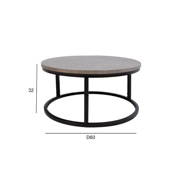 Sohvapöytä BRITE pyöreä Ø60cm, MDF-levyä, metallirunko, harmaa/musta
