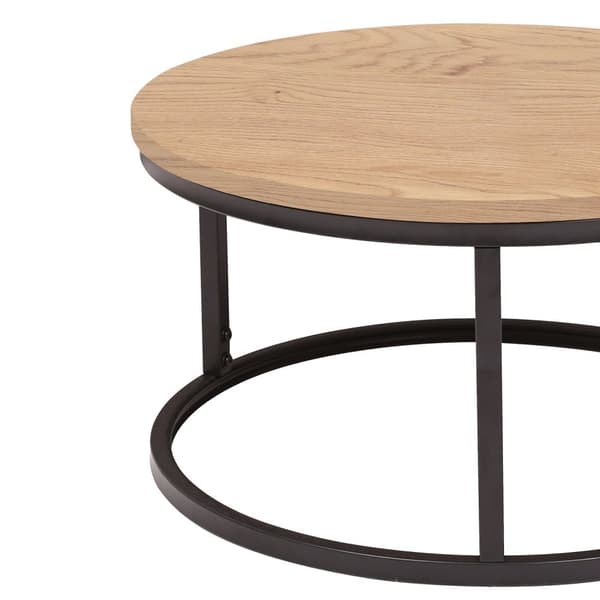 Sohvapöytä BRITE pyöreä Ø60cm, MDF-levyä, metallirunko, ruskea/musta
