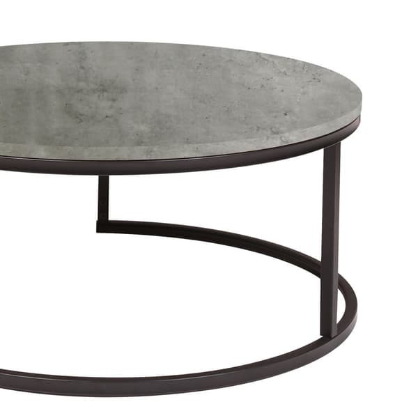 Sohvapöytä BRITU pyöreä Ø80cm, MDF-levyä, metallirunko, harmaa/musta