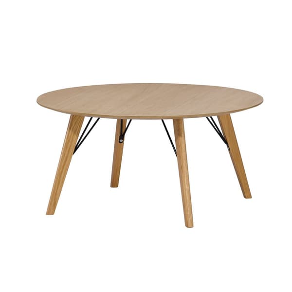 Sohvapöytä HELENA pyöreä 80cm puujalat, viilutettu, ruskea