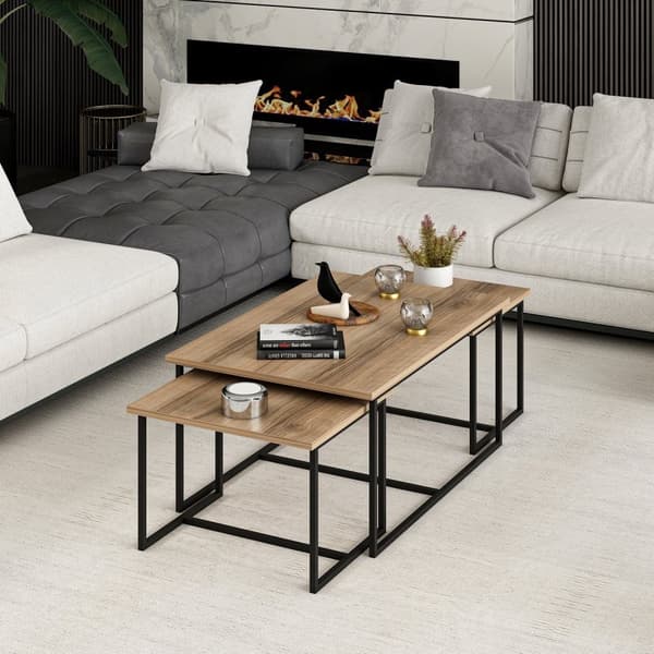 Chic Home Leanna sohvapöytäsetti 60x90xK42 cm, ruskea/musta