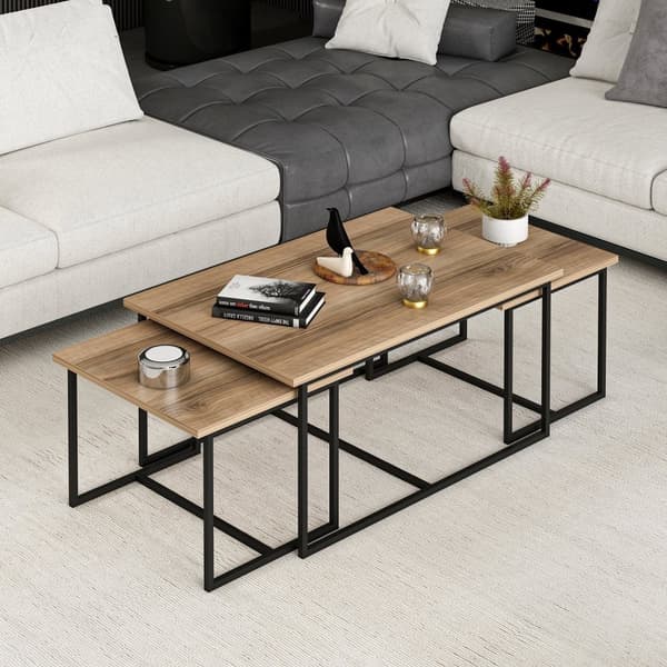 Chic Home Leanna sohvapöytäsetti 60x90xK42 cm, ruskea/musta
