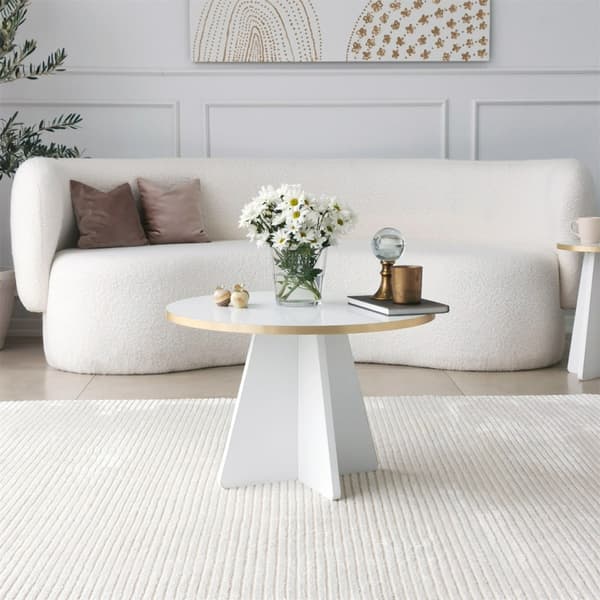 Chic Home Sieni sohvapöytä 60x60xK40 cm, valkoinen/kulta