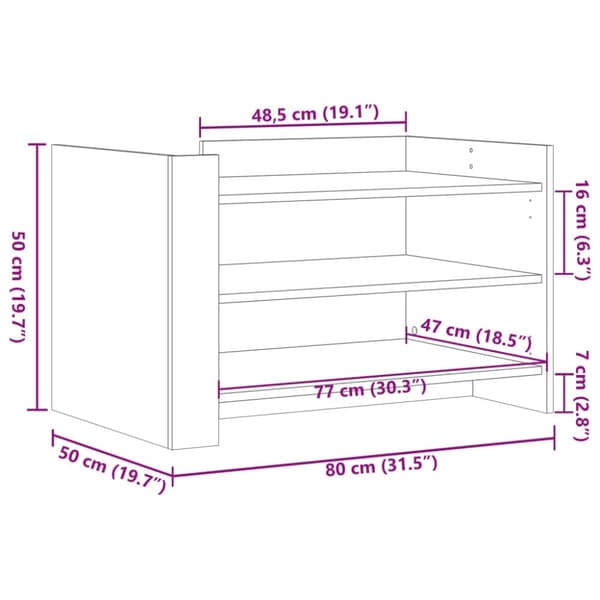 vidaXL Salongbord hvit 80x50x50 cm konstruert tre
