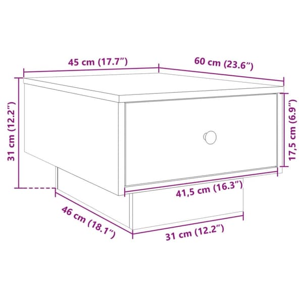 vidaXL sofabord 60x45x31 cm konstrueret træ brun egetræsfarve