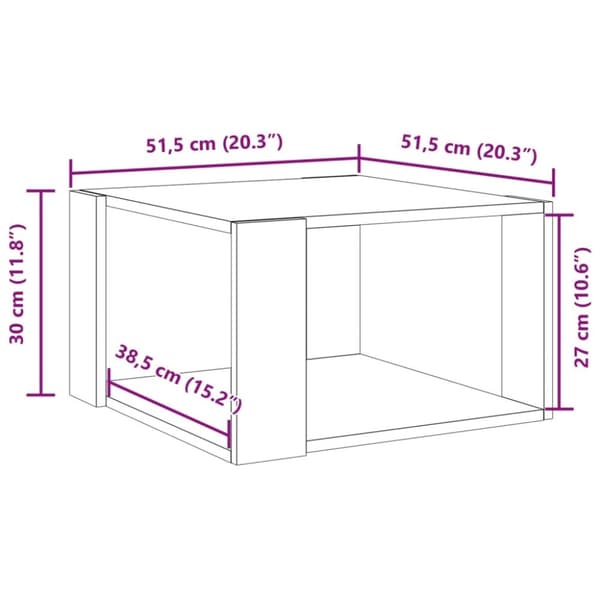 vidaXL Salongbord brun eik 51,5x51,5x30 cm konstruert tre