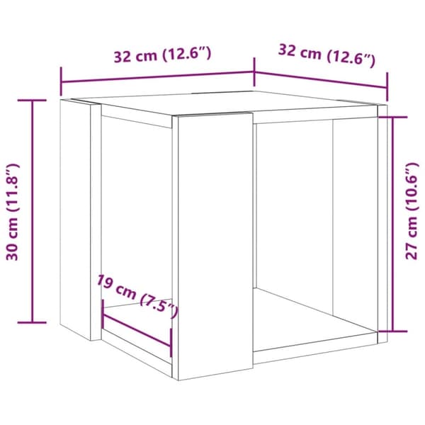 vidaXL Salongbord betonggrå 32x32x30 cm konstruert tre