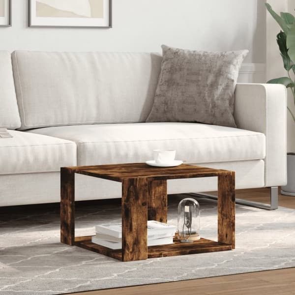vidaXL Salongbord røkt eik 51,5x51,5x30 cm konstruert tre