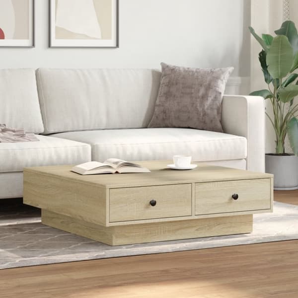 vidaXL Sohvapöytä Sonoma-tammi 90x90x28 cm lastulevy