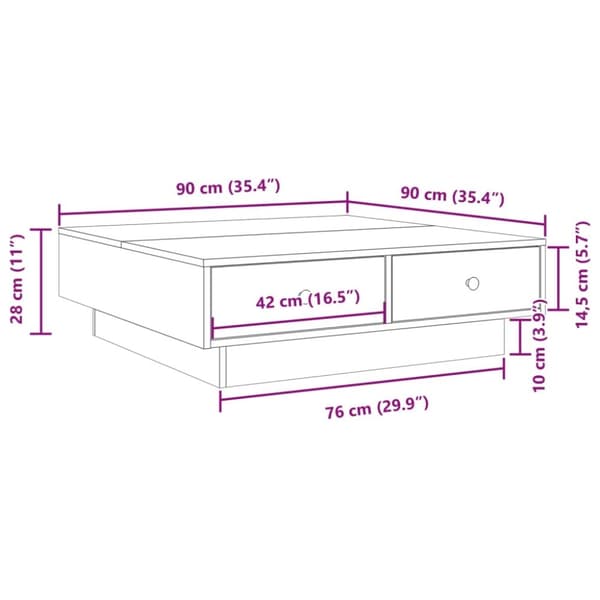 vidaXL sofabord 90x90x28 cm spånplade betongrå