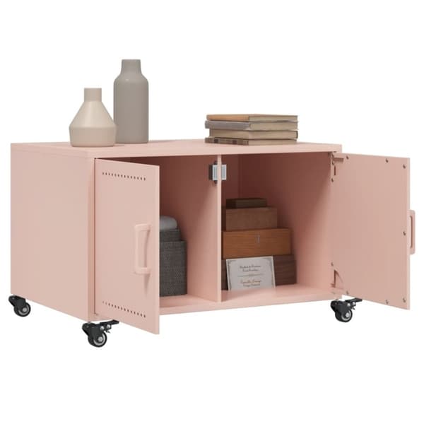 vidaXL Soffbord rosa 68x50x43,5 cm stål
